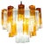 Amazing pair chandelier includes precious gold amber color and clear tronchi Murano glasses 20 cm long. Nickel-plated...