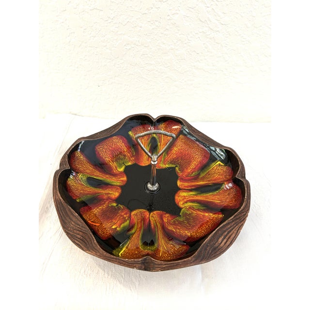 Cool pair of Mid-century California pottery serving pieces in their "Sequoia Ware" pattern. Dimensions: handled bowl,...