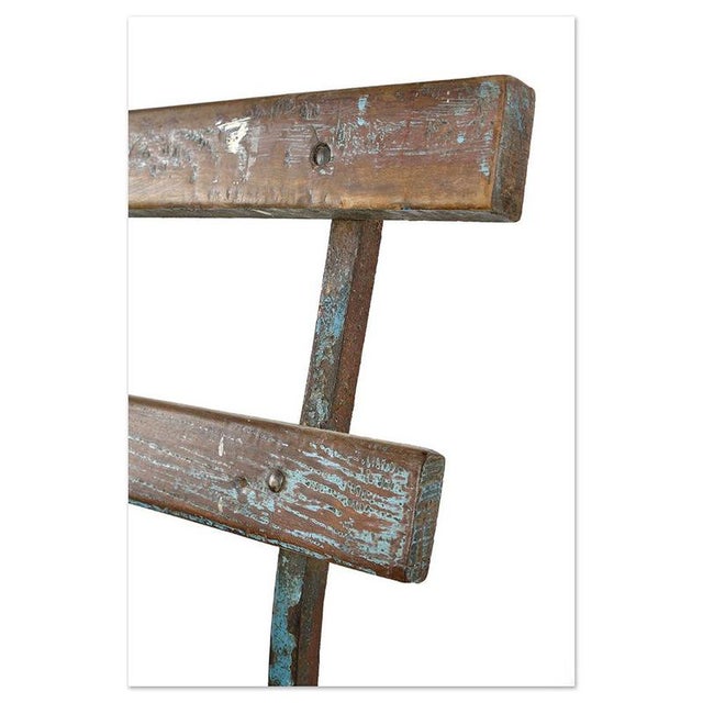 Garden Bench in Iron and Weathered Wood For Sale - Image 3 of 7