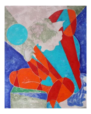 Sax Berlin Reflection In Sun Ray Motley. Contemporary Figurative Oil Painting 2015