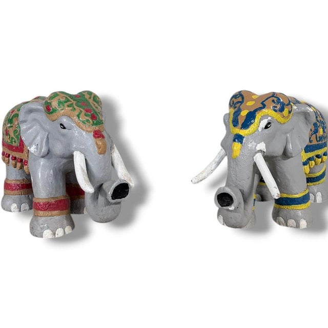 Vintage Elephant Sculptures with Intricate Details, Set of 2 For Sale - Image 5 of 10