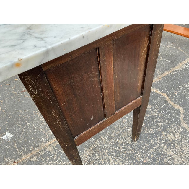 Antique Vanity Cabinet With Marble Top and Decorative Tiles For Sale - Image 4 of 7