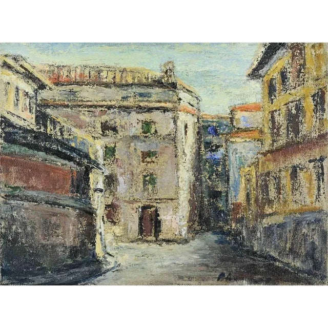 Pino Romanò, Square in Rome, Oil Painting, 1990s For Sale - Image 4 of 4
