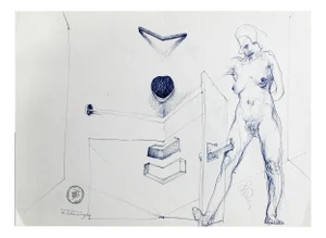 Franciszek Starowieyski, Untitled (A Stroll), Drawing on Paper