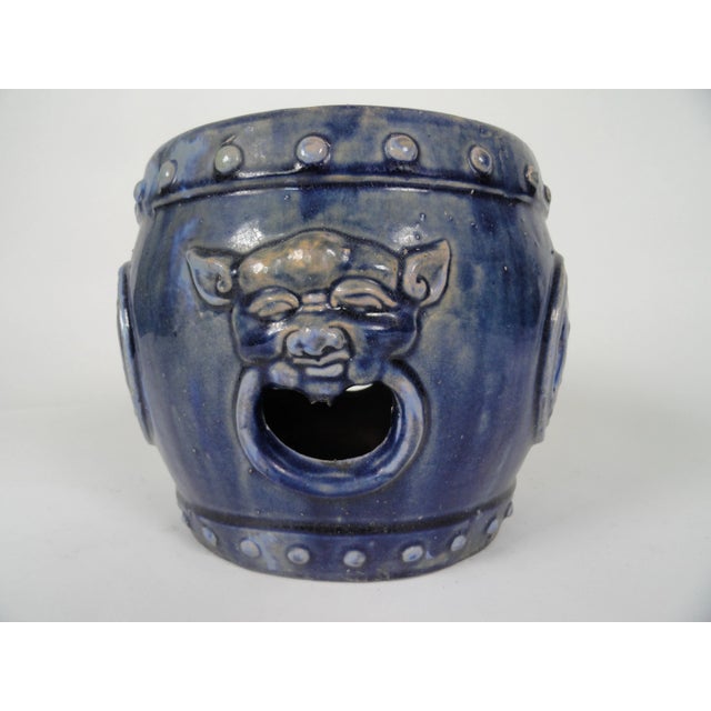 Chinoiserie 19th Century Blue Ceramic Garden Seat For Sale - Image 3 of 6