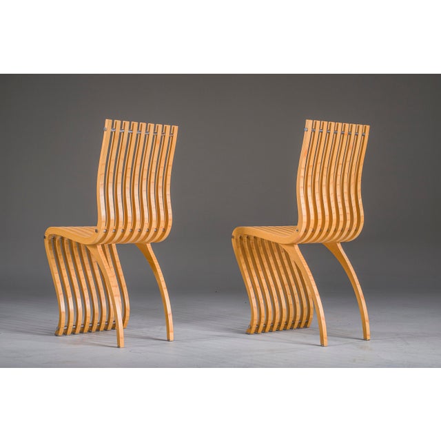 Schizzo Chairs in Beech and Chrome by Ron Arad for Vitra, Germany, 1980s, Set of 2 For Sale - Image 14 of 16