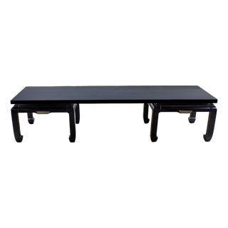 Mid-20th Century Double Ming Style Base Coffee Table Chow Legs Black Painted Style of Baker For Sale