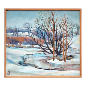Mid Century Snowy Winter in High Valley Painting by Virginia Sevier Rogers