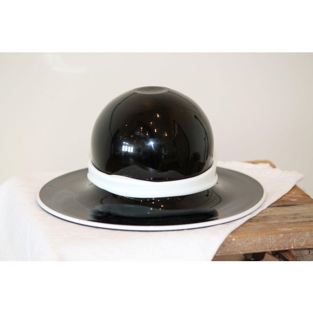 1960s Stylish Black and White Murano Art Glass Hat For Sale - Image 5 of 5