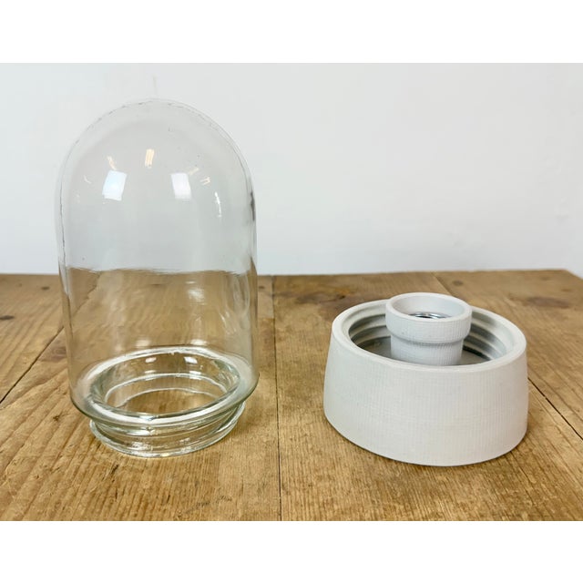Vintage White Porcelain and Glass Ceiling Light, 1970s For Sale - Image 6 of 13