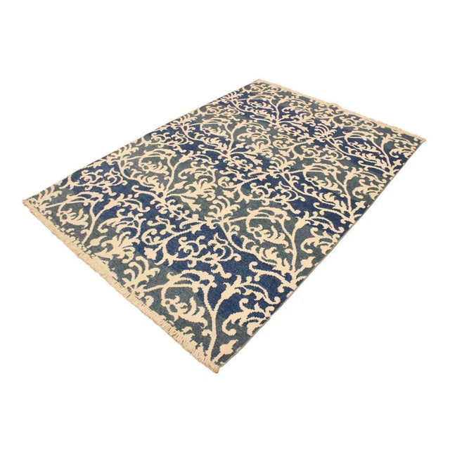 Contemporary 1990s Modern Gray/Ivory Wool & Viscouse Rug - 5'1 X 7'4 For Sale - Image 3 of 8