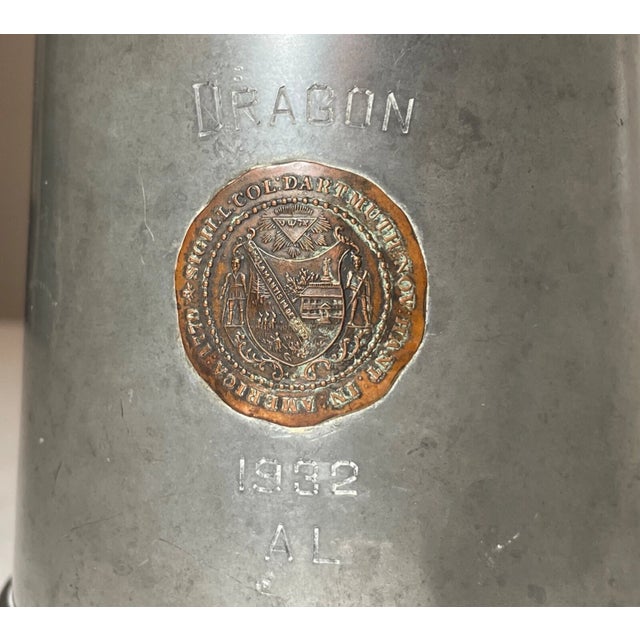 Antique 1932 Beer Stein Pewter Glass Copper Figural Griffin Dragon Award Trophy For Sale - Image 10 of 12