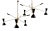 Black and Brass Adjustable Three-Arm Triennale Style Chandelier For Sale
