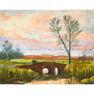 G. Buckthorp, English Countryside Landscape - Bridge at Dusk For Sale