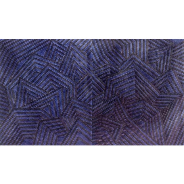 Joseph Lawrence Gardella (American, XX-XXI), Geometric Composition, Mixed Media on Wove Paper, taped stripes and blue ink,...