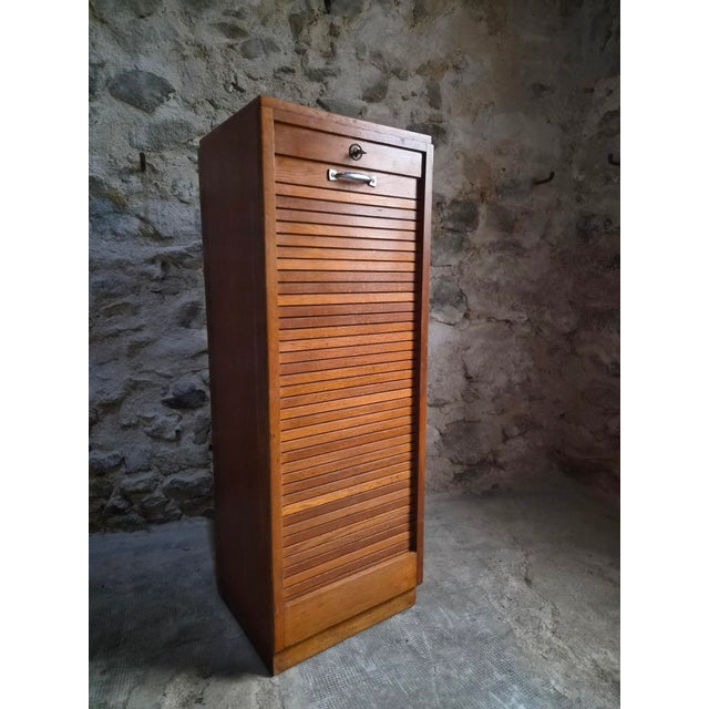 Vintage Oak Roll Top Cabinet, France, 1960s For Sale - Image 10 of 18