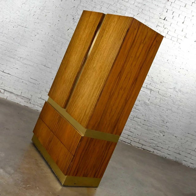 Vintage Modern Rosewood & Brass Plate Wardrobe or Chifforobe by Milo Baughman Thayer Coggin For Sale - Image 6 of 18