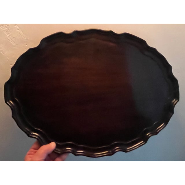 Wood Antique Early 19th Century English George III Carved Mahogany Oval Serving Tray For Sale - Image 7 of 11
