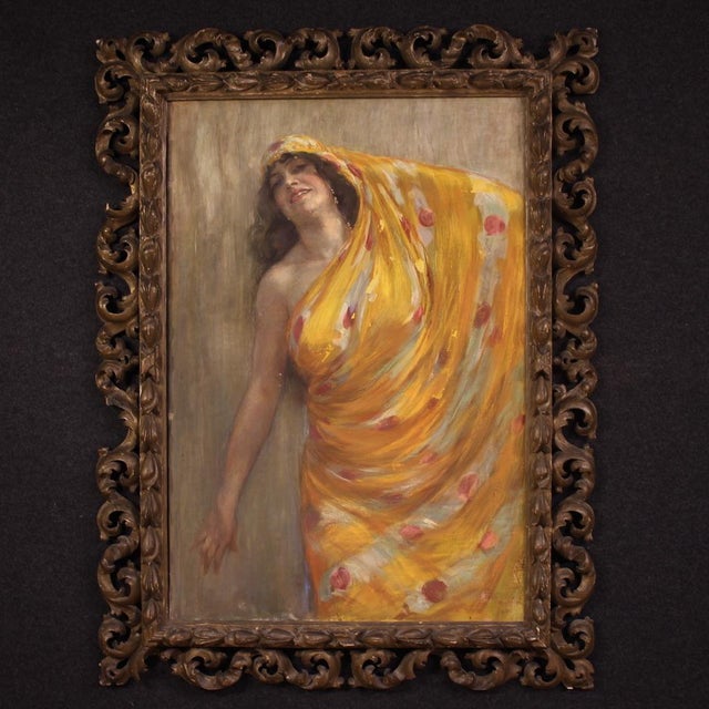 Aldo Mazza, Portrait of an Oriental Woman, 1912, Oil on Canvas For Sale - Image 15 of 15