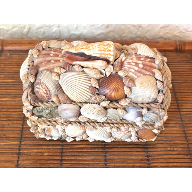 English Vintage Shell Encrusted Domed Lid Box For Sale - Image 3 of 8