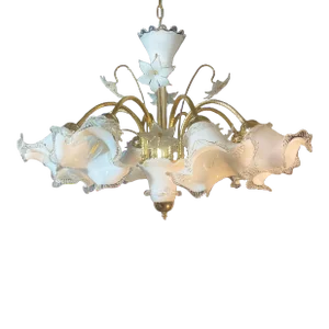 Murano Chandelier, 8 Arms, New Bath Gold, 1980s