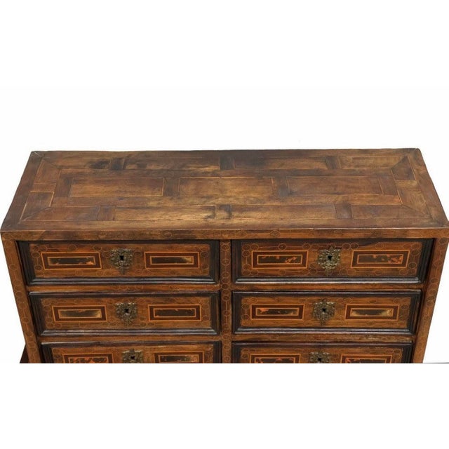 Brown Antique European Baroque Period Spanish Italian Bargueño Table Cabinet on Stand For Sale - Image 8 of 18