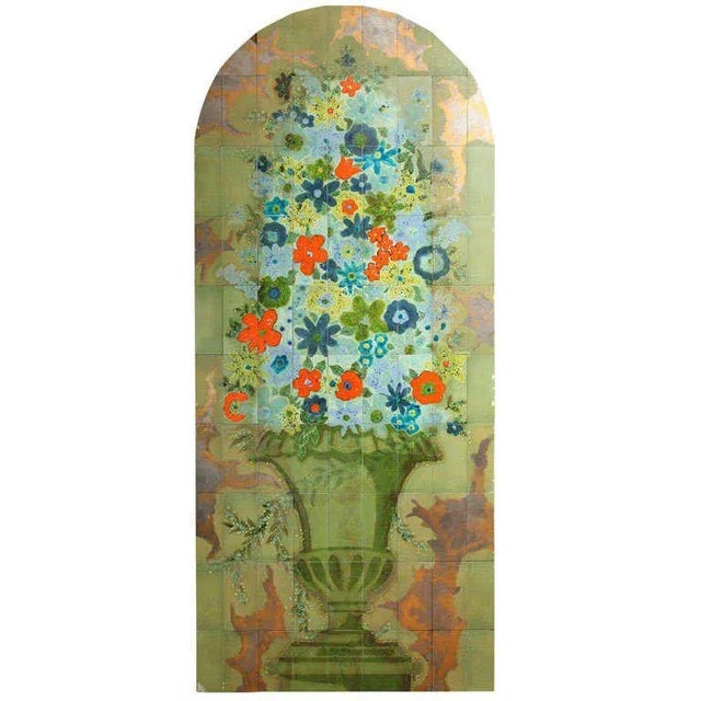 Italian Hand-Painted Tile Panel, From The Hilton Plaza Hotel, Miami Beach For Sale