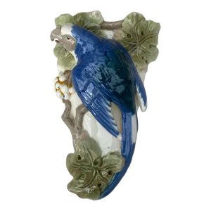 Porcelain Majolica Parrot Wall Pocket Circa 1920