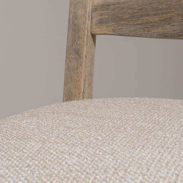 1970s Set of Six 1970s French Beige Oak Dining Chairs with Upholstered Seats For Sale - Image 5 of 15