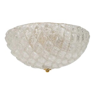 1960s Textured Lattice Glass Flush Mount For Sale
