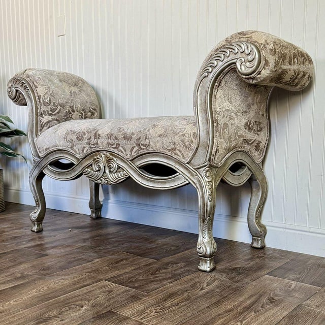 Late 20th Century Ornate Rococo Revival Silver Gilt Bench / Settee For Sale - Image 5 of 14