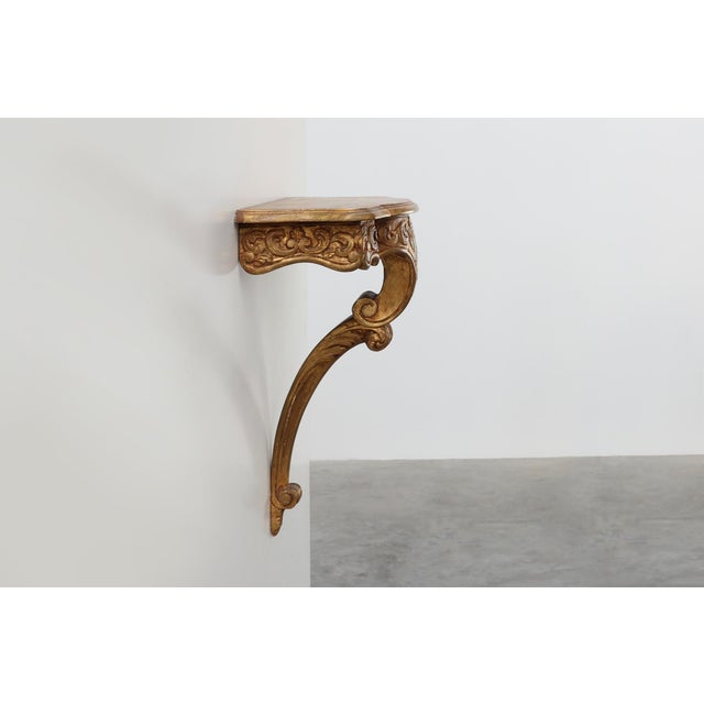 Rococo 20th Century Louis XV Giltwood Wall Console, France, 1950s For Sale - Image 3 of 12