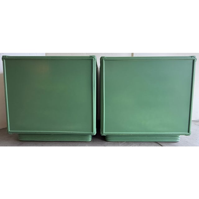 Green Pair of Green 1970's Campaign Style Nightstands For Sale - Image 8 of 11