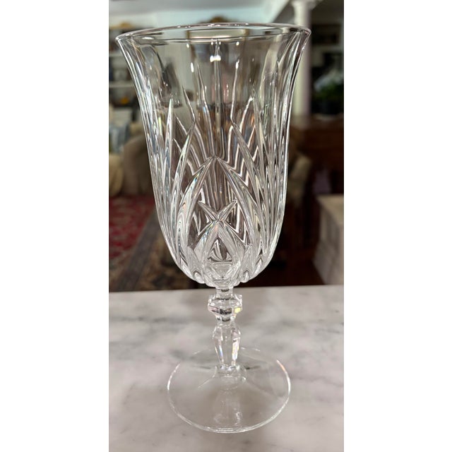 English 1990s Waterford Marquis Crystal Iced Tea or Water Goblets Tall Cut‑Glass Stemware for Grandmillennial - Set of 5 For Sale - Image 3 of 7