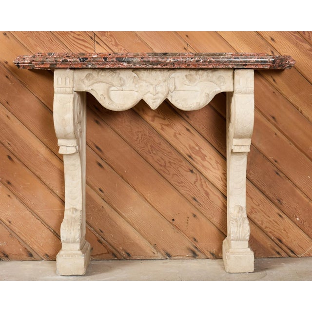 Tan Pair of Dennis and Leen Hadrian Stone Marble Top Wall Consoles For Sale - Image 8 of 18