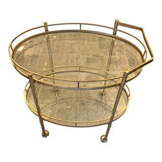 Brass & Glass Bar/Tea Cart From the 1970s For Sale