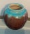 Gorgeous 1984 Pisgah Forest original hand-made ceramic vase. Signed and dated. Purple with turquoise. Vase: 9"D (at...