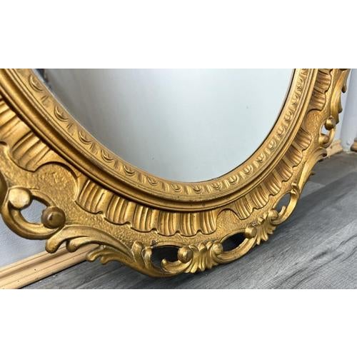 Contemporary Vintage French Rococo Style Oval Wall Mirror with Ornate Frame For Sale - Image 3 of 7