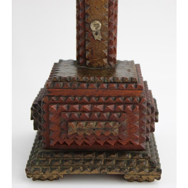 Rare Antique French Tramp Art Standing Crucifix, Hand Carved Folk Art For Sale In Dallas - Image 6 of 15