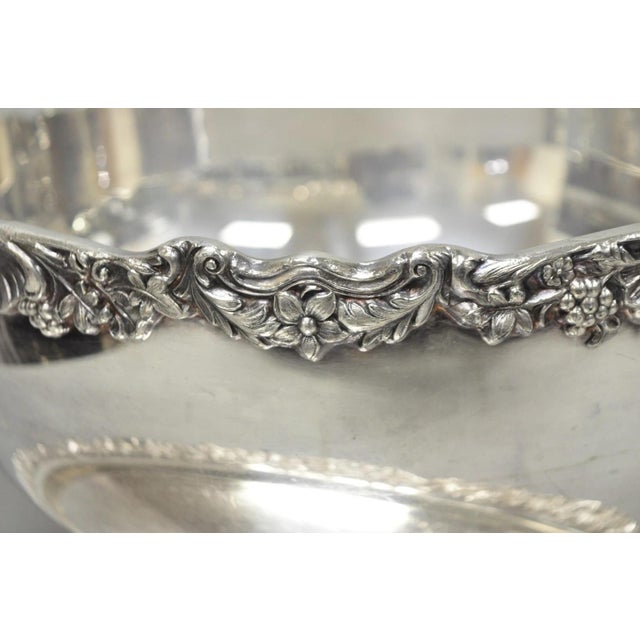 F.B. Rogers Silver Co. Vintage Fb Rogers 5614 Victorian Silver Plated Punchbowl W/ Round Tray, 2 Pc Set For Sale - Image 4 of 17