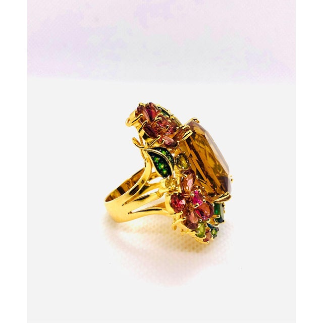 Bochic "Orient" Vintage Multi Tourmaline & Citrine Ring Set In 18K Gold & Silver For Sale - Image 17 of 18