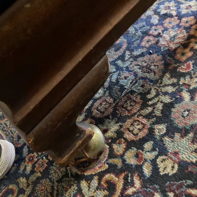 1970s 1970s Blue Covered Wooden Ottoman on Wheels For Sale - Image 5 of 6