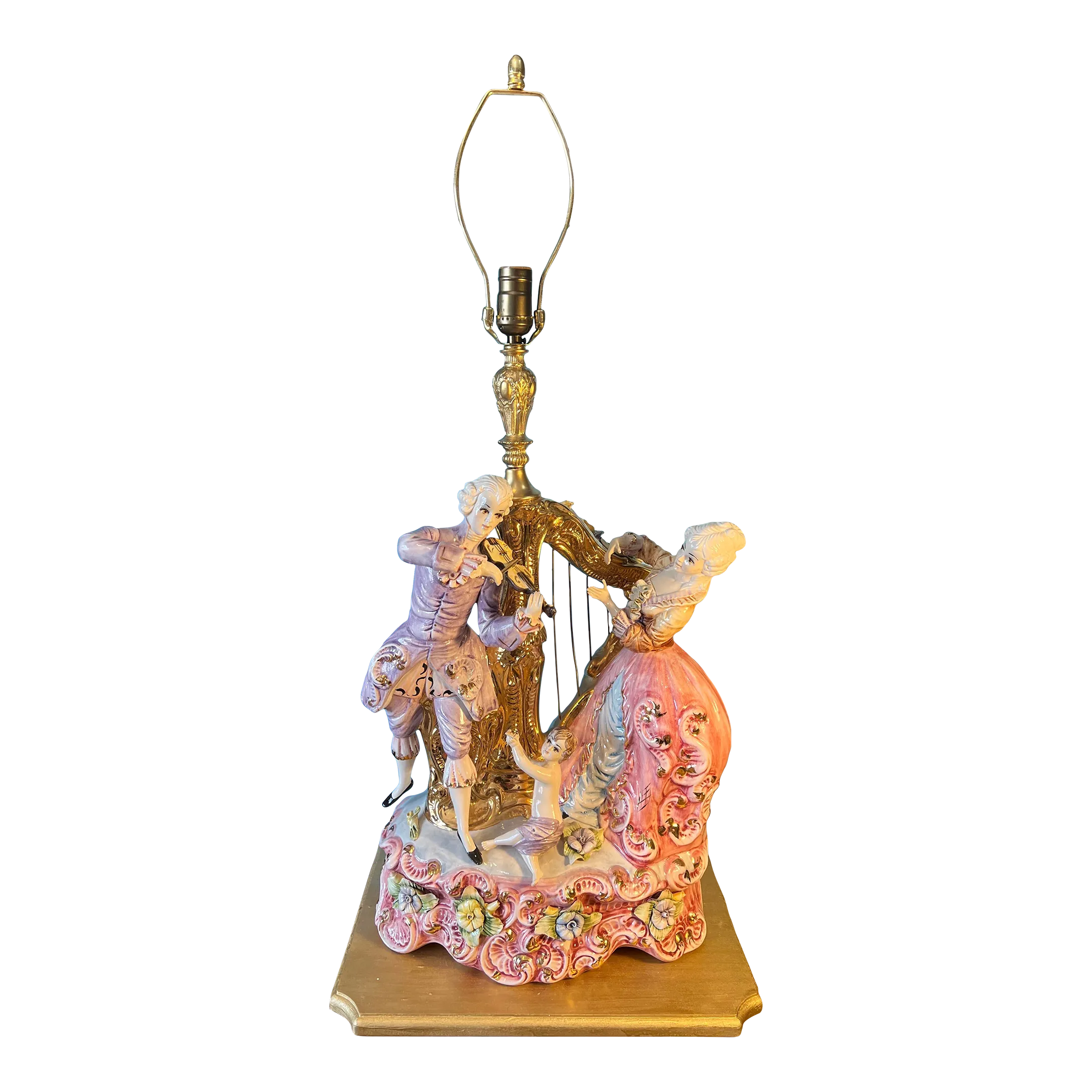 Capodimonte Porcelain Lamp- Musicians | Chairish