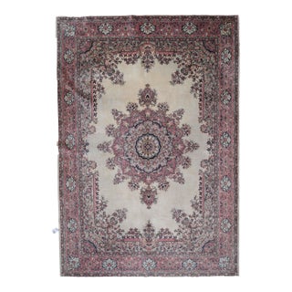 1970s Vintage Handmade Wool Cotton Pink Area Rug For Sale