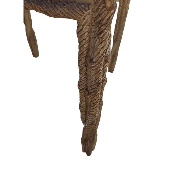 Vintage Carved Faux Bois Mid Century Side Table Hollywood Regency Carved Wood For Sale - Image 14 of 16