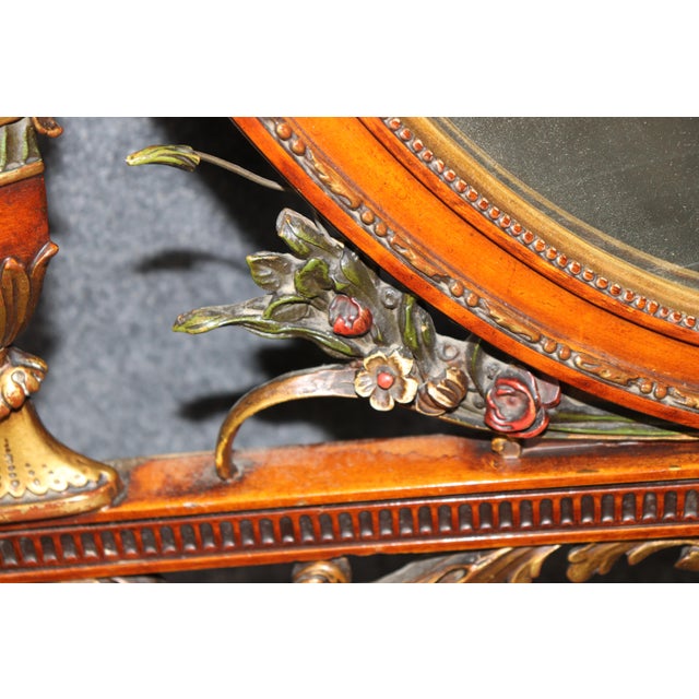 Antique Adams Style Gilt & Painted Carved Mirror For Sale - Image 4 of 5