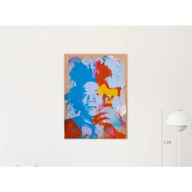 Jean Michel Basquiat Pop Art. Acrylic and silkscreen on wood. Ready to hang with signature at the back.
