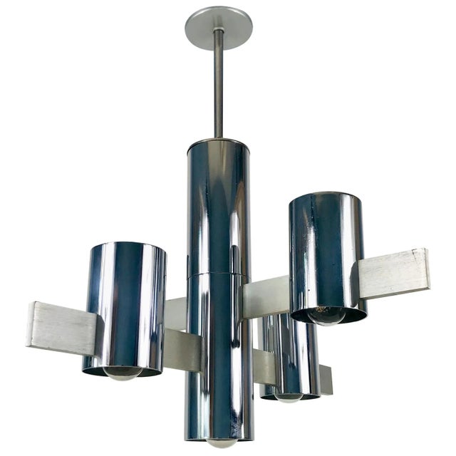 1960s Chrome 4-Arm Chandelier by Gaetano Sciolari, Italy For Sale - Image 13 of 13