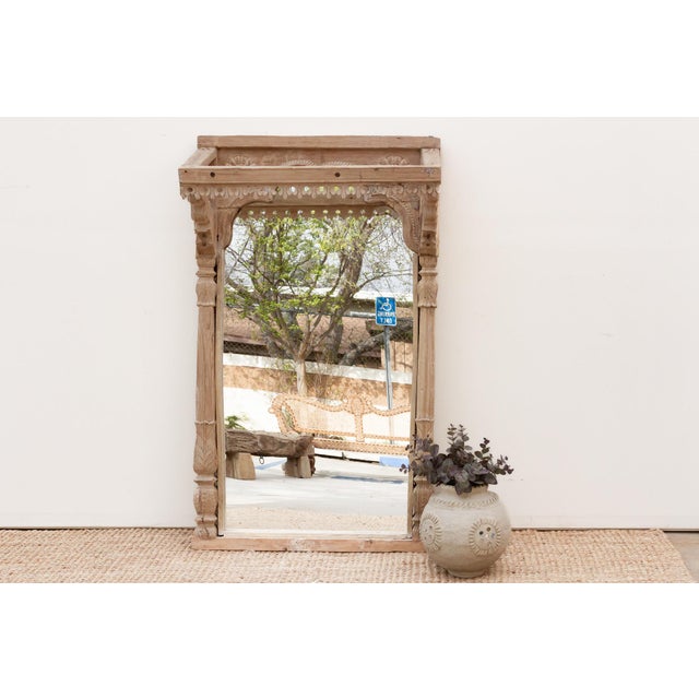 One-of-a-Kind Sun-Bleached Teak Arch Mirror For Sale - Image 10 of 10