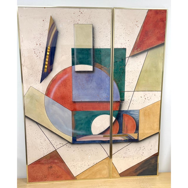 Post-Modern Mixed Media Diptych, by George Caso American, late 20th century Signed lower left: “Caso” A striking and...